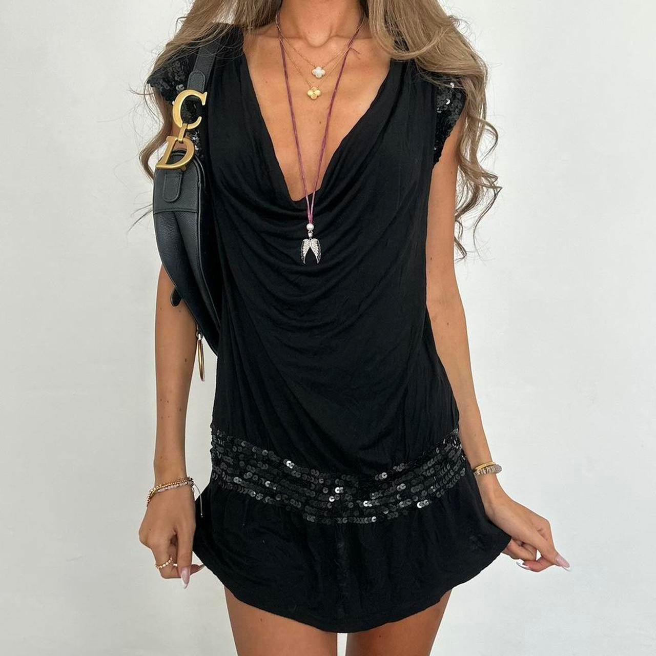 Vintage 00s black sequin mini dress