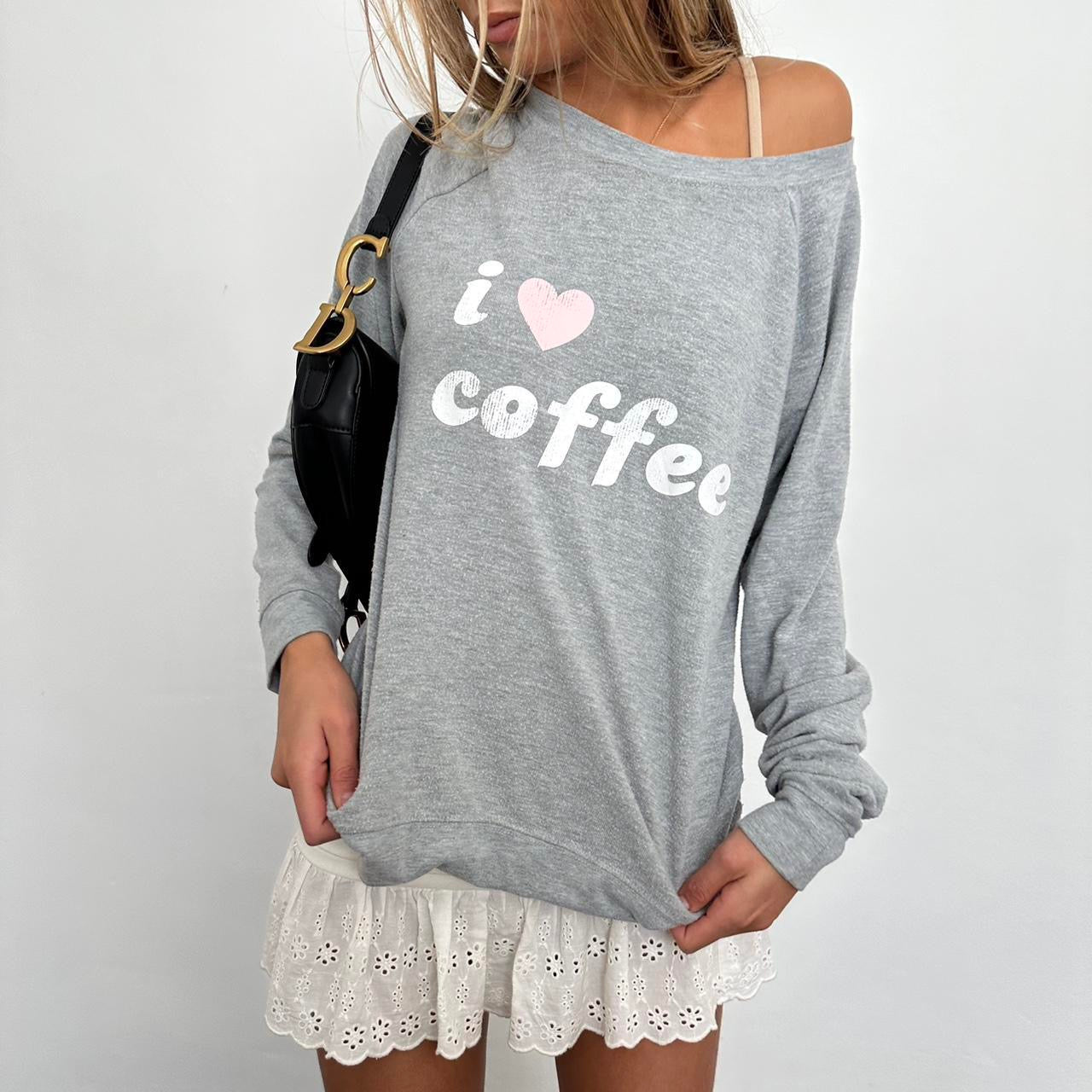 Vintage 2000’s I heart coffee slogan sweater