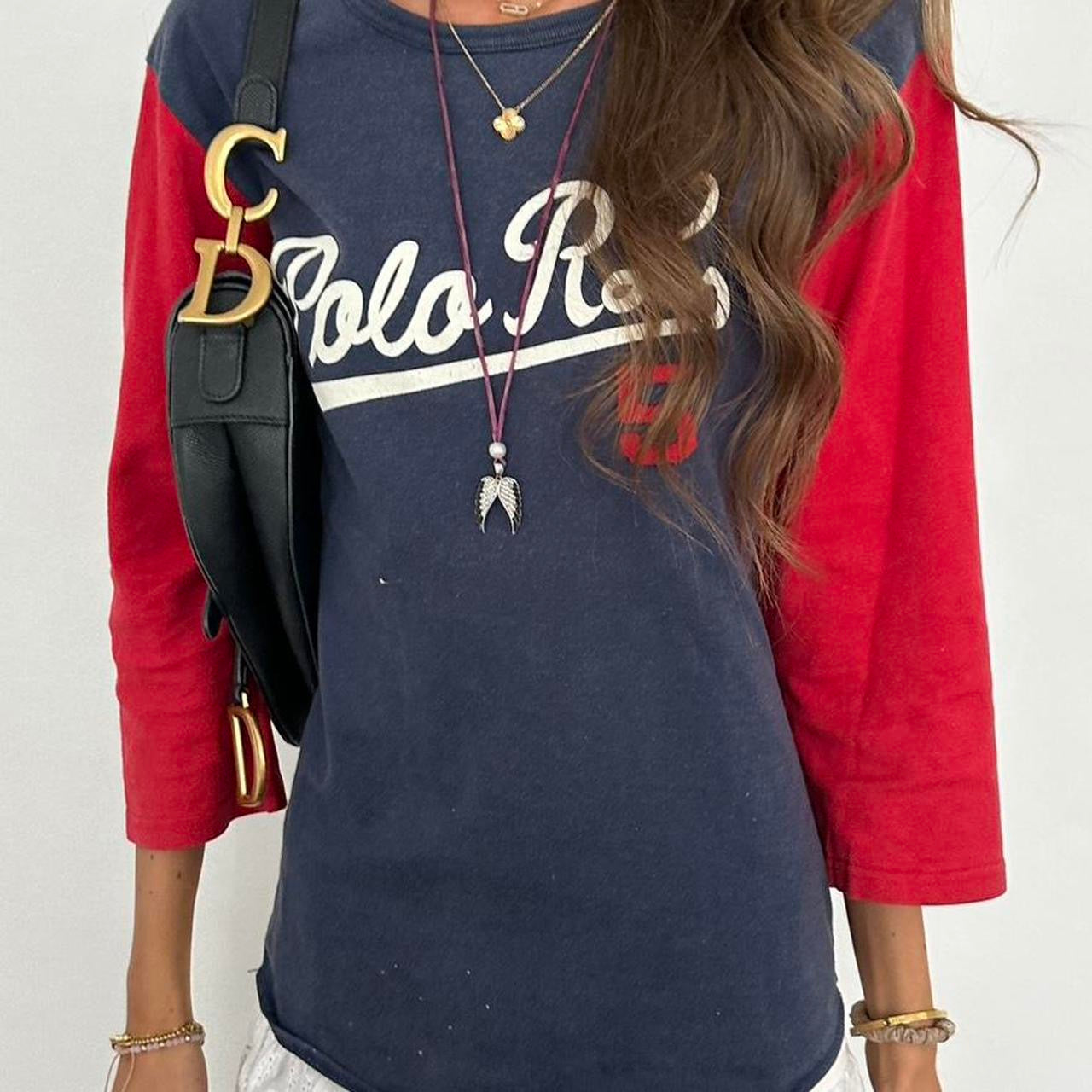 Vintage 90’s Polo Ralph Lauren navy and red jersey top