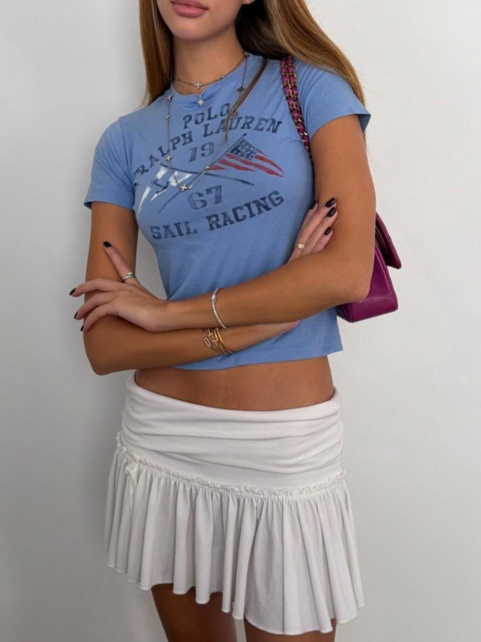 Vintage 00’s Ralph Lauren blue preppy baby tee