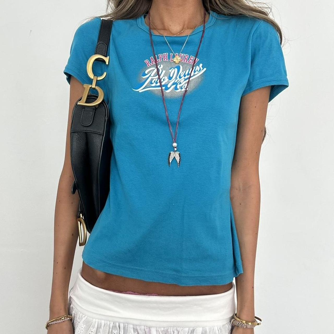 Vintage 00s Polo Ralph Lauren blue baby tee