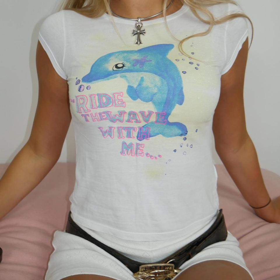 Vintage dolphin baby tee