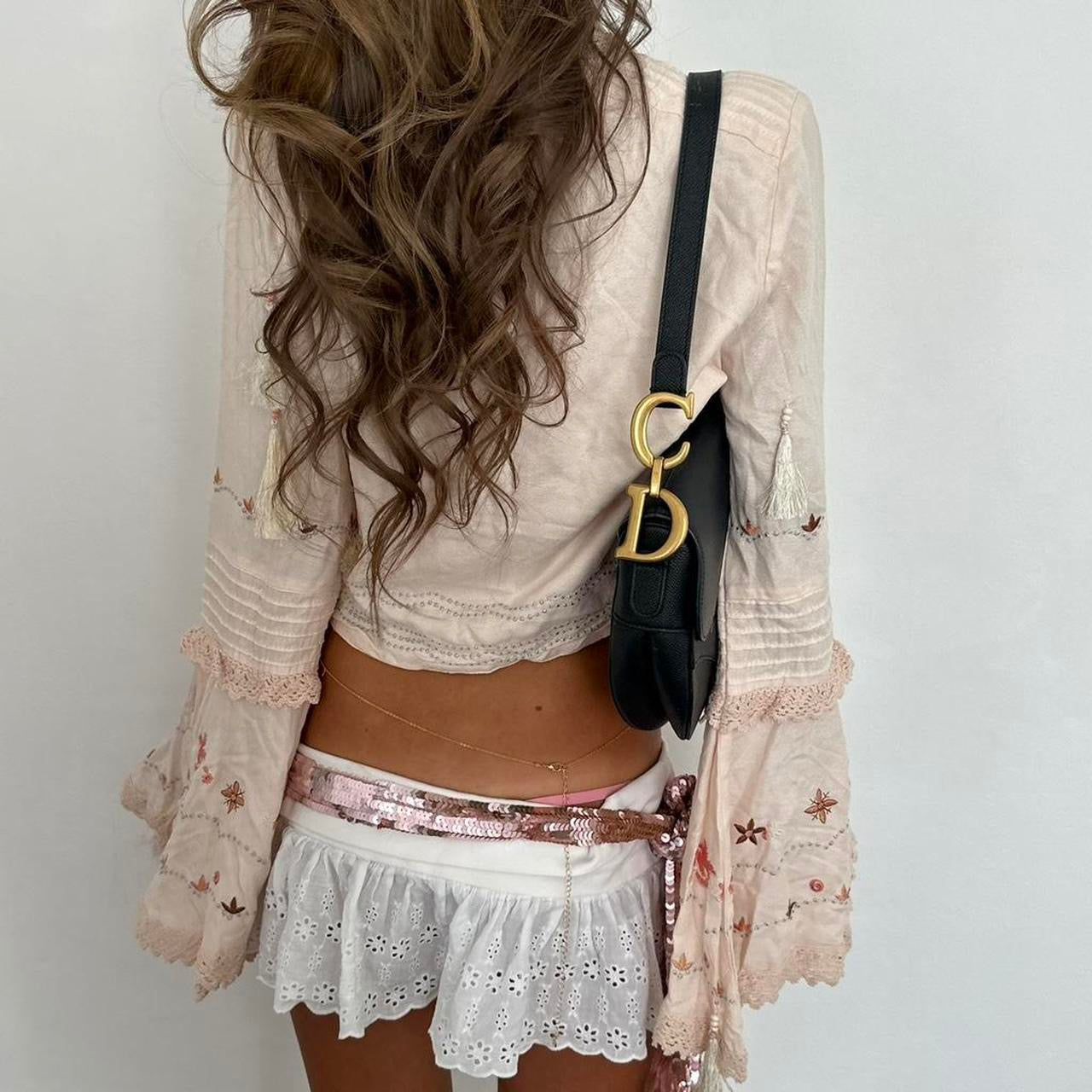 Vintage 00s floral boho wrap layering top