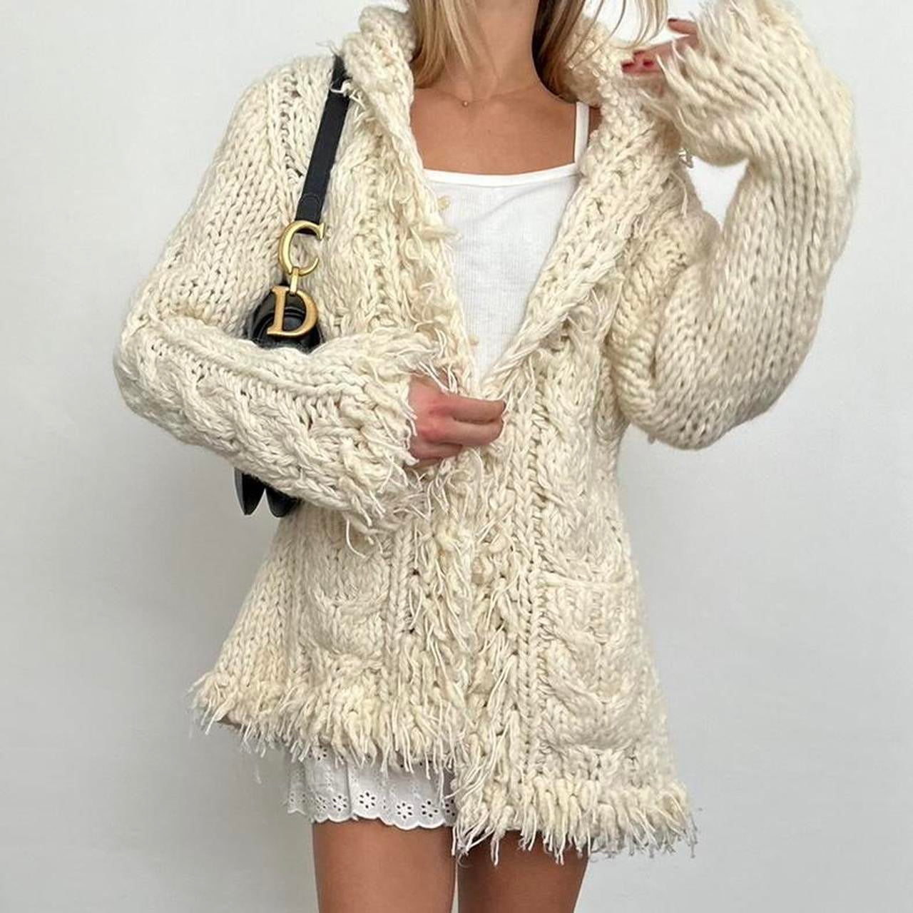 Vintage cream cable knit cardigan