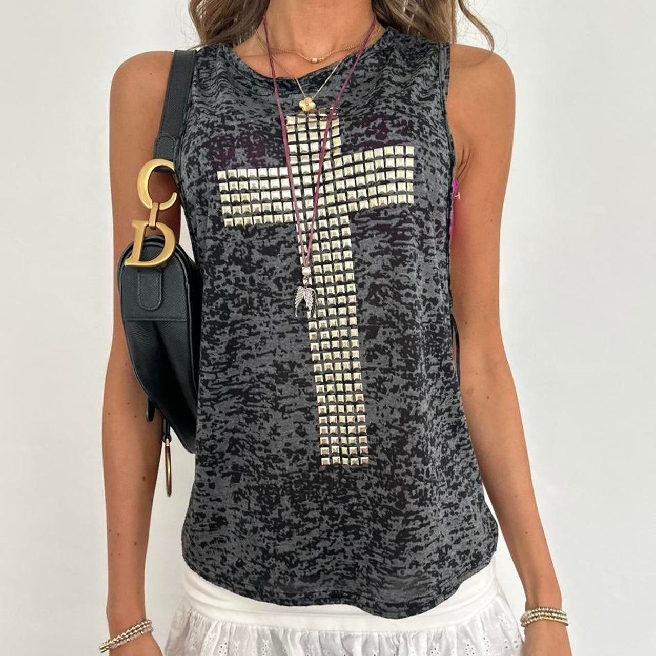 Vintage 2000’s studded cross tank top