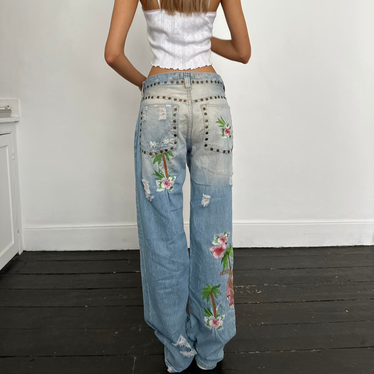 Vintage Dolce & Gabbana iconic rare 90s palm tree jeans 🩵🏄🏼‍♀️