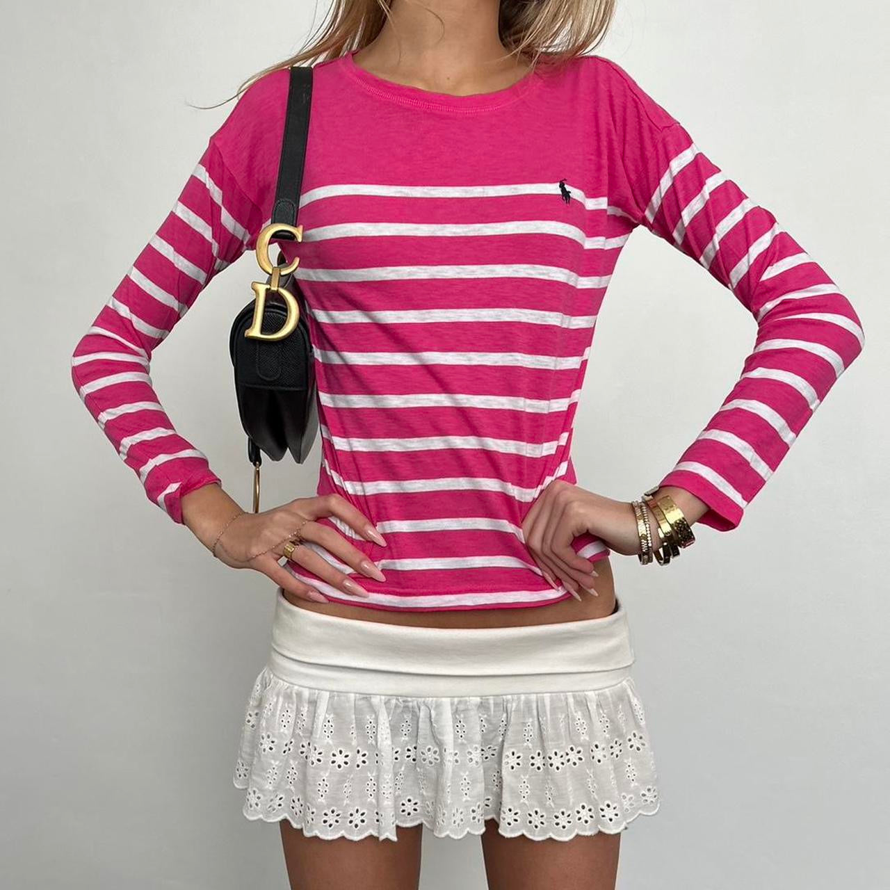 Vintage 2000’s Polo Ralph Lauren striped pink top