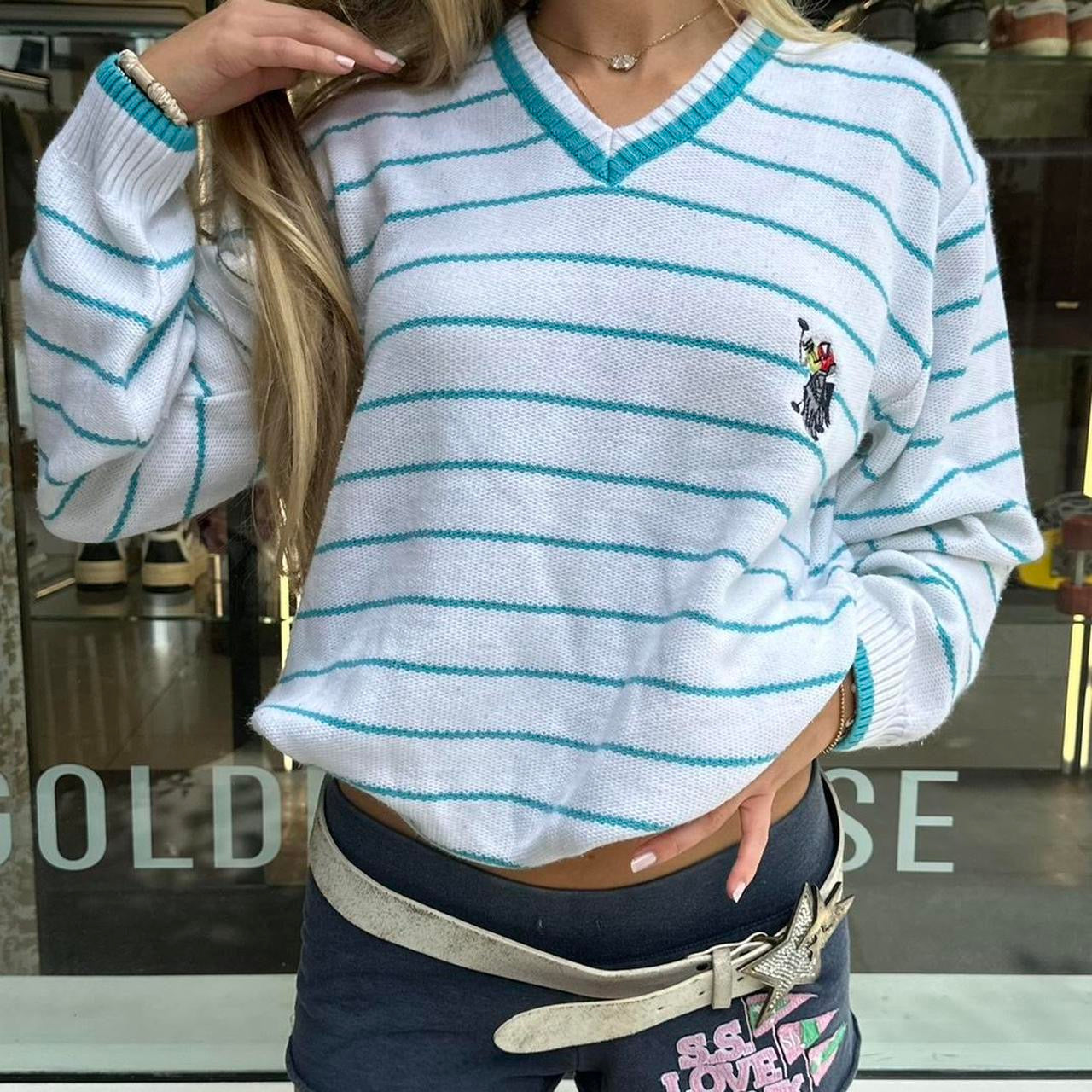 Vintage 90’s golf preppy knit striped sweater top