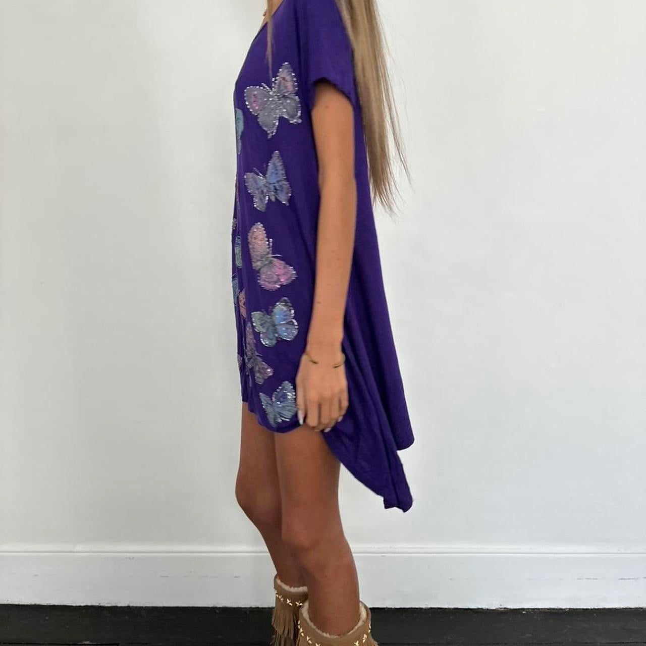 Vintage 00s butterfly purple mini dress