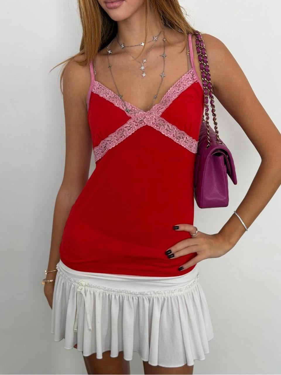 Vintage 00’s PINK Victoria’s Secret red cami top