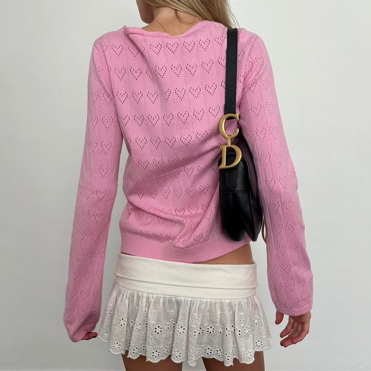 Vintage 2000’s pink hearts cardigan top 🎀