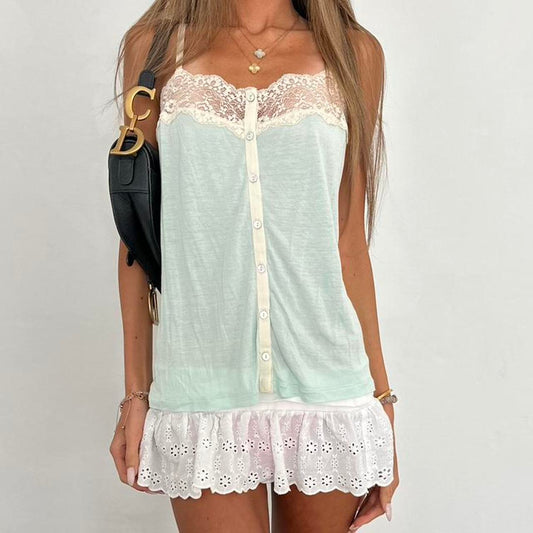 Vintage boho light pastel lace camisole top