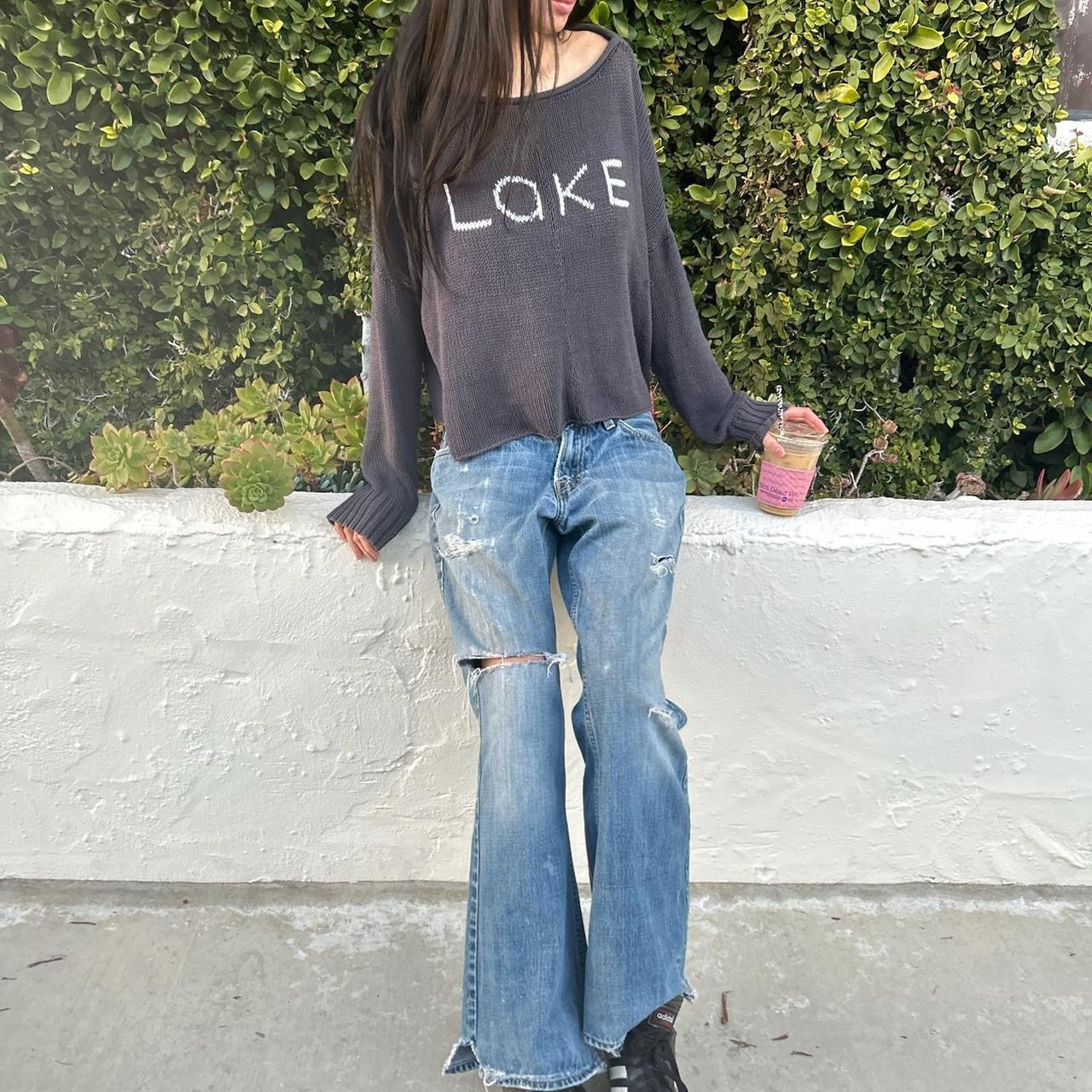 Vintage Lake off the shoulder sweatshirt