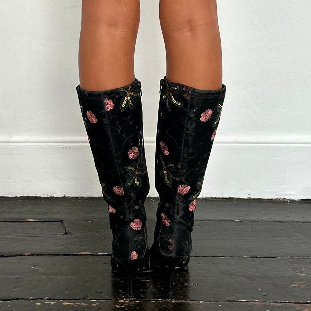 Vintage 90’s Emilio Luca sequin embroidered heel boots