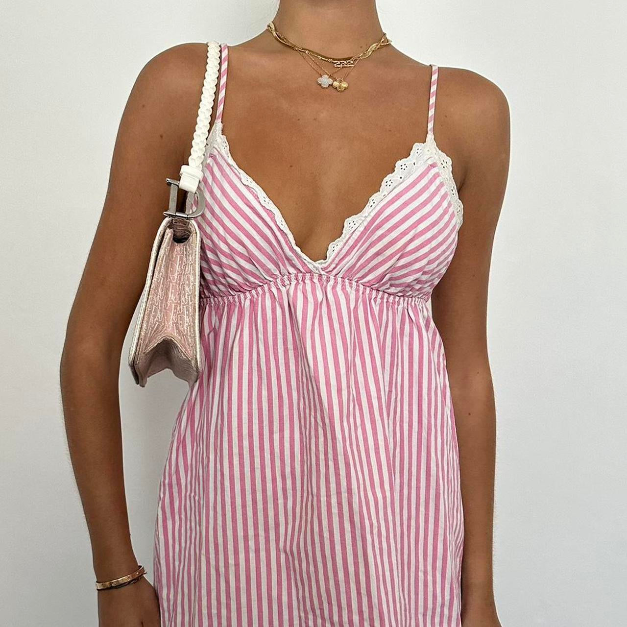 Vintage pink striped babydoll dress