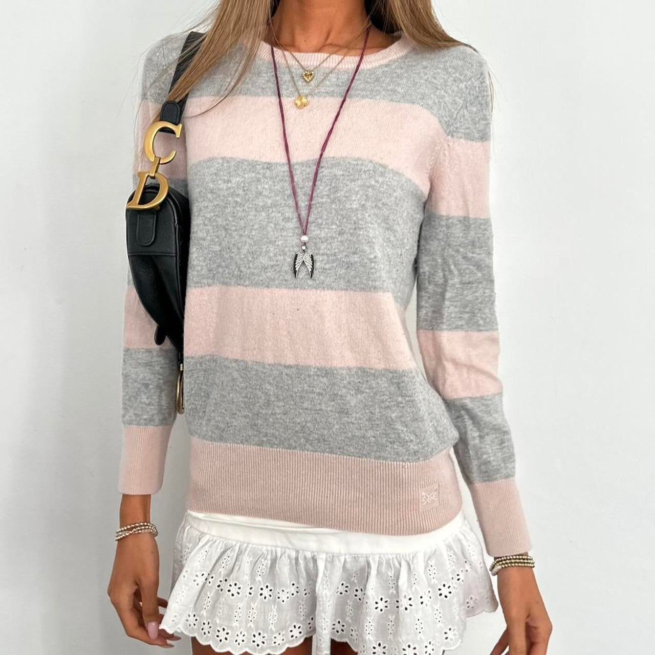 Vintage 2000s cashmere pastel striped jumper