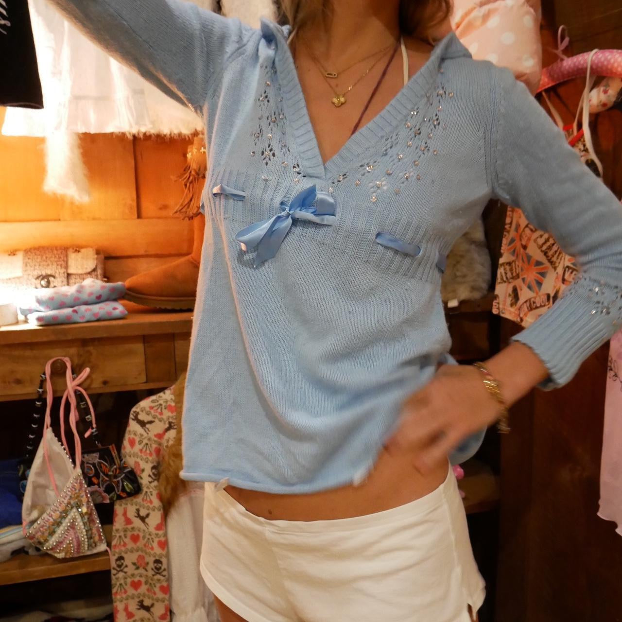 Vintage 90s soft knit hoodie sweater top