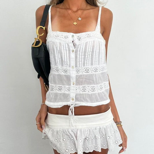 Vintage 00s white boho camisole top