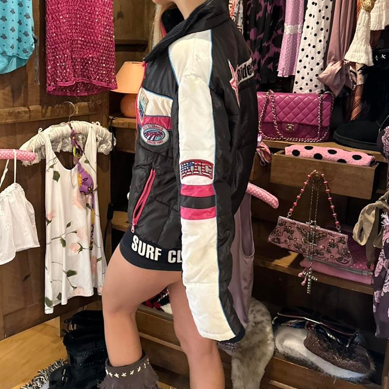 Vintage Surf Riders black & pink jacket