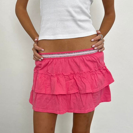 Vintage pink layered mini skirt 🍓