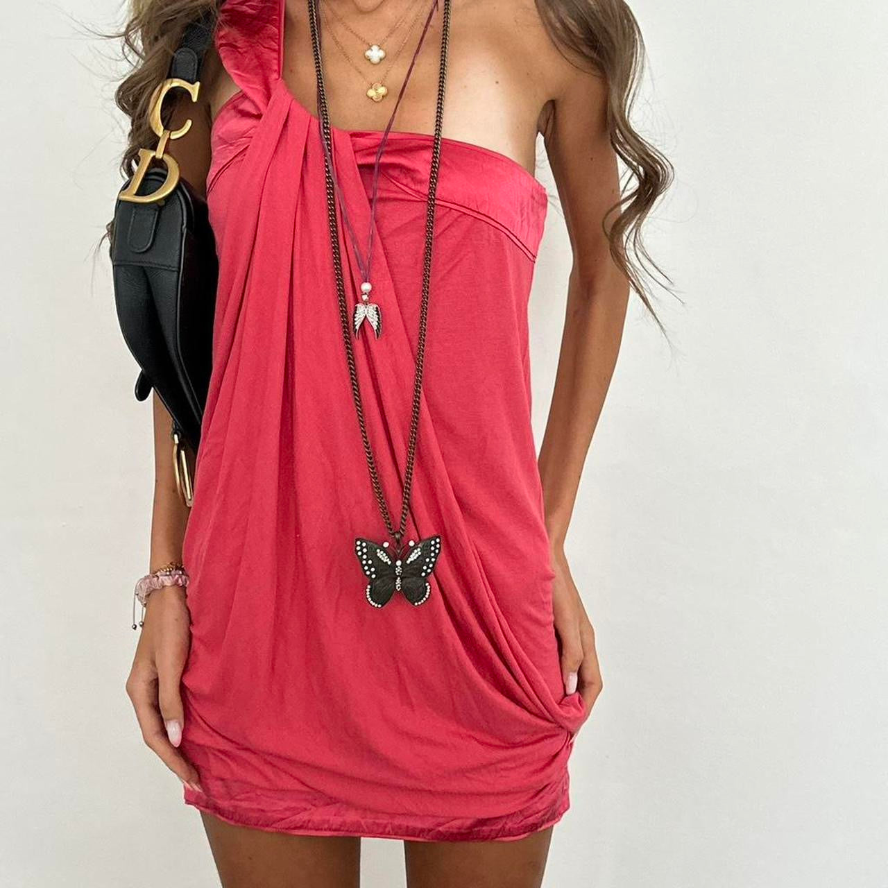 Vintage 00s asymmetrical pink dress