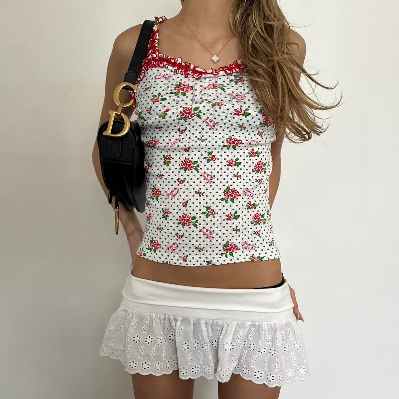 Vintage 90’s flower polka dot cami top