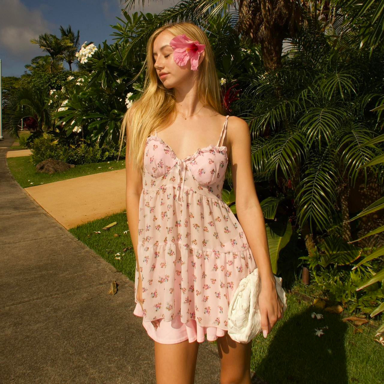 Vintage 90’s floral pink mini dress