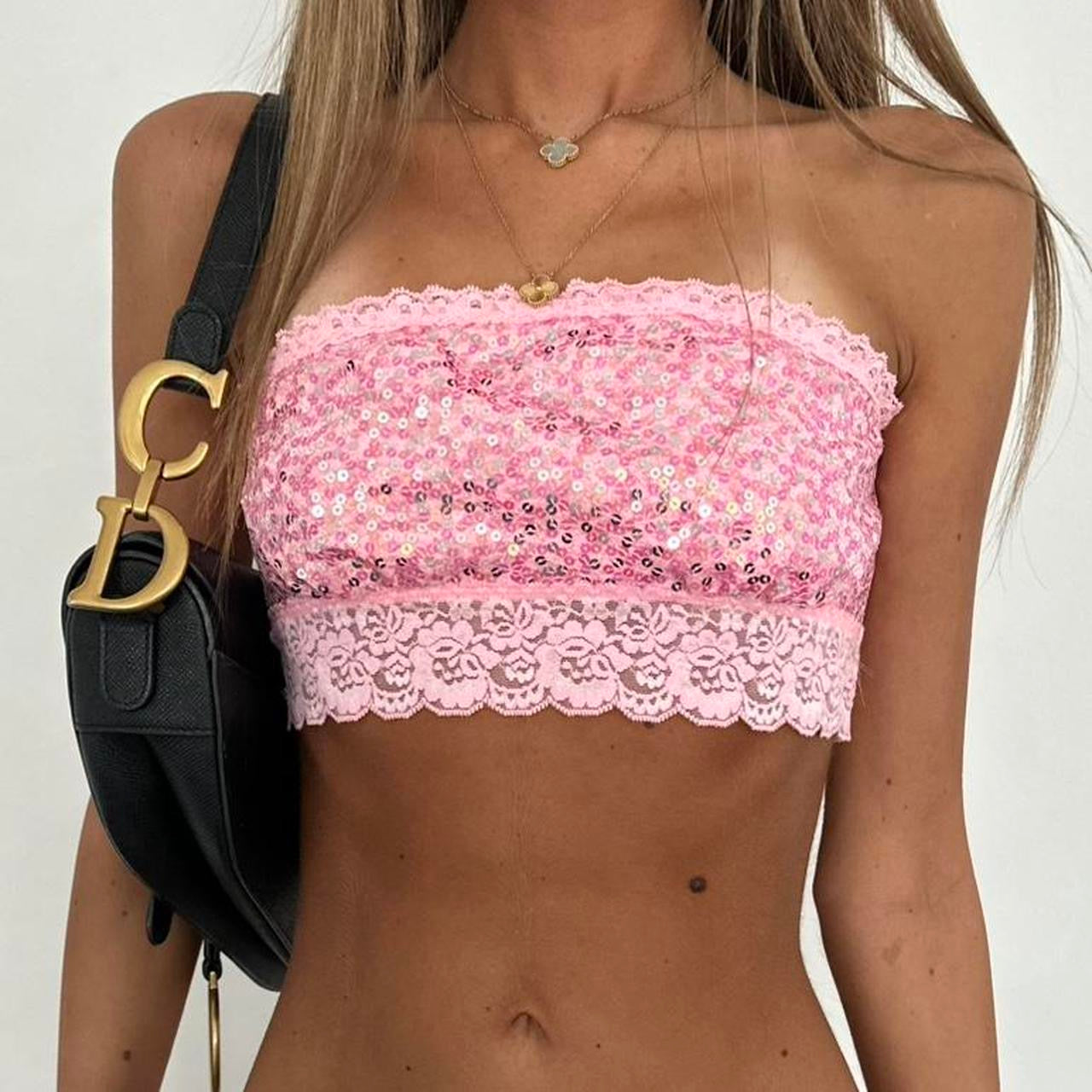 Vintage 00s Victoria’s Secret pink sequin bandeau top