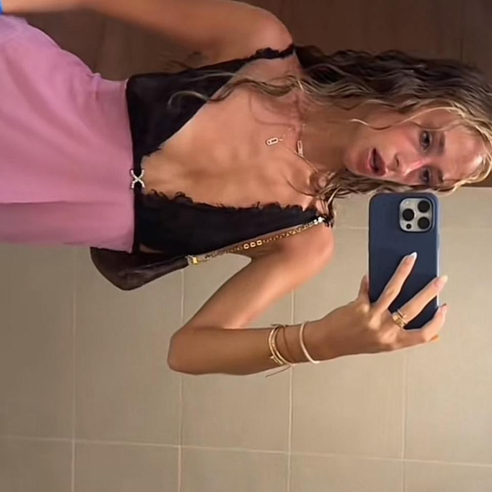 Vintage Victorias Secret pink and black babydoll top