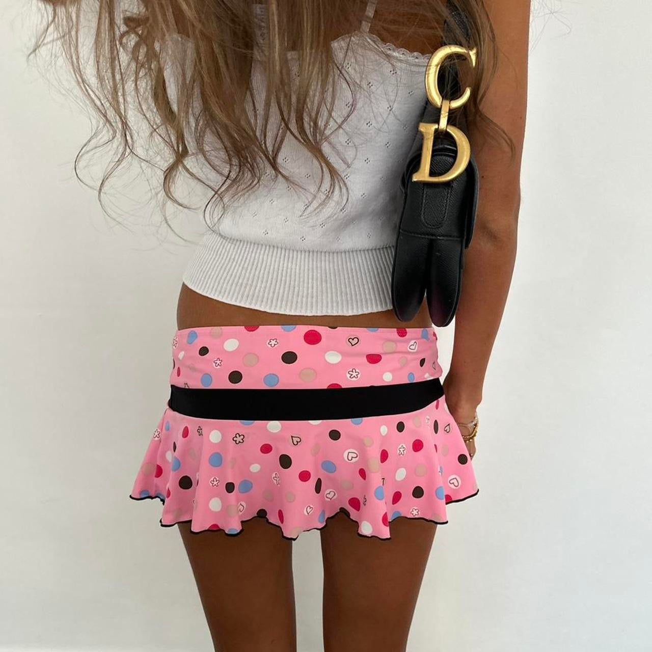 Vintage 90’s pink polka dot micro mini skirt