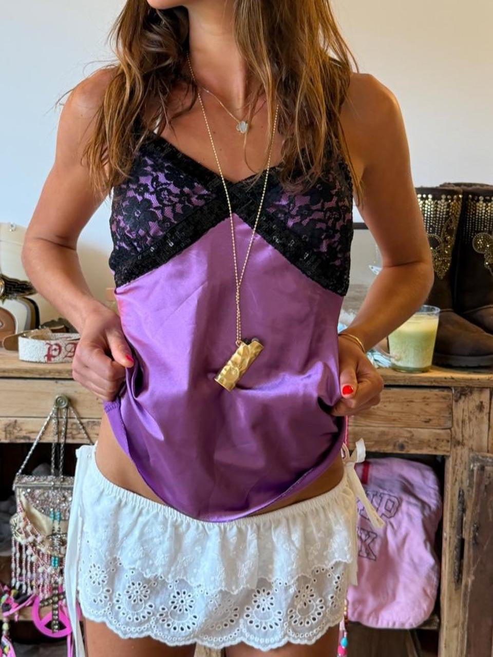 Vintage 00’s purple lace cami top