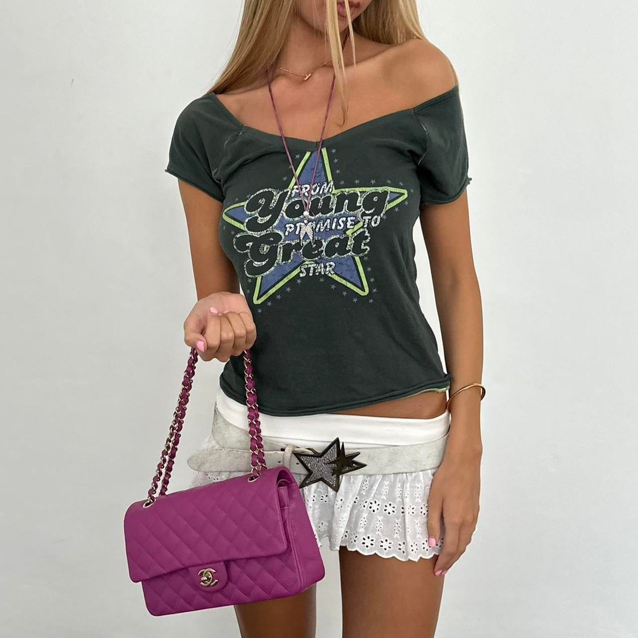 Vintage Green star baby tee