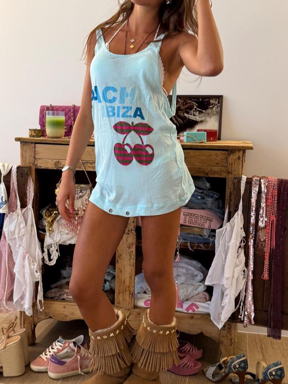 Vintage 00’s Pacha Ibiza blue mini dress