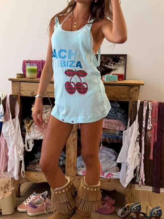 Vintage 00’s Pacha Ibiza blue mini dress