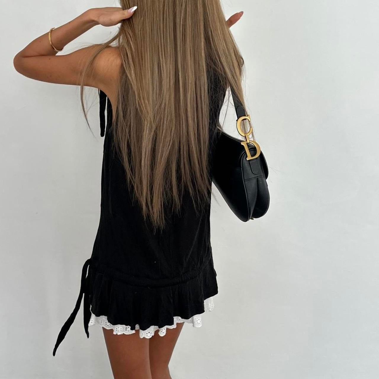 Vintage 2000’s black ruffle graphic top