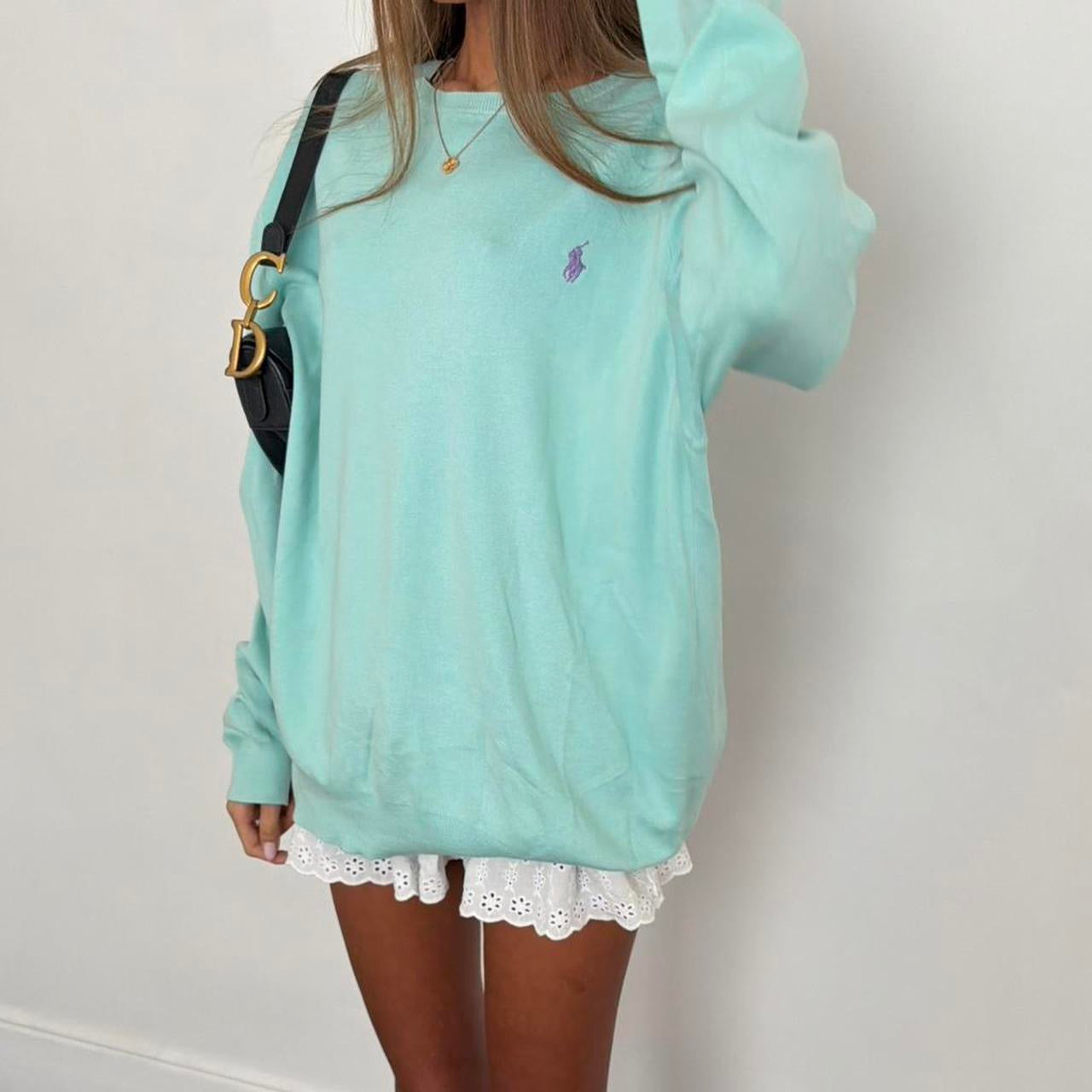 Vintage 00s Polo Ralph Lauren baby blue light sweater