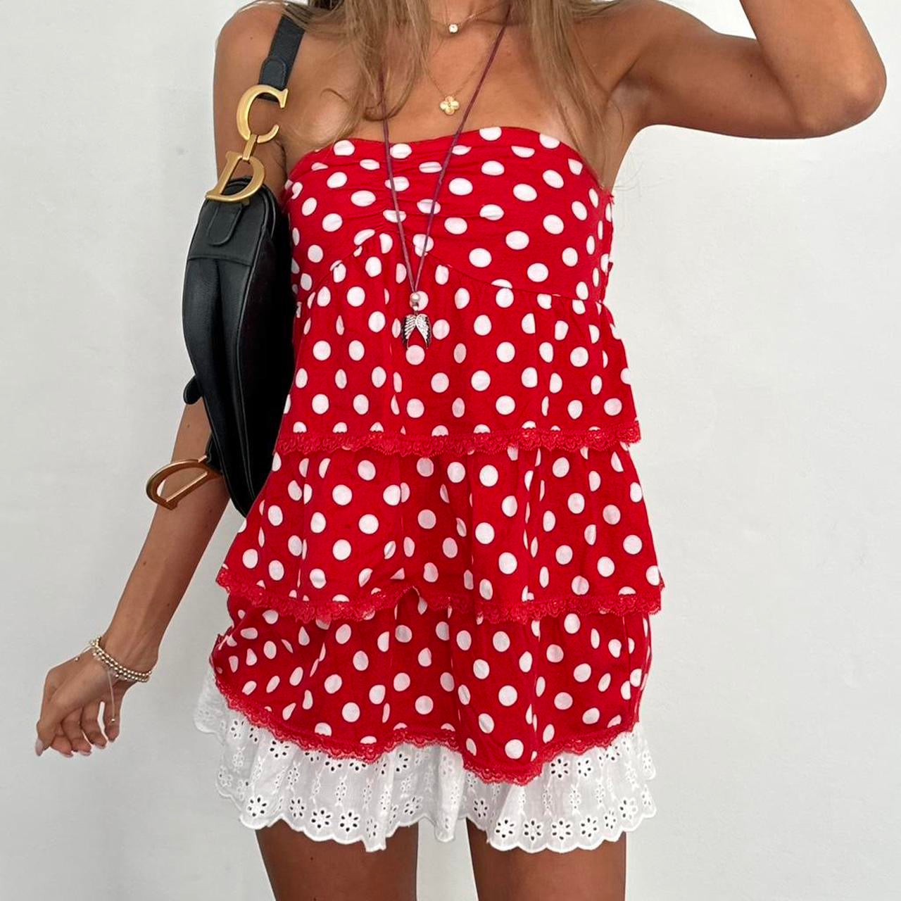 Vintage 2000’s strapless red polka dot top
