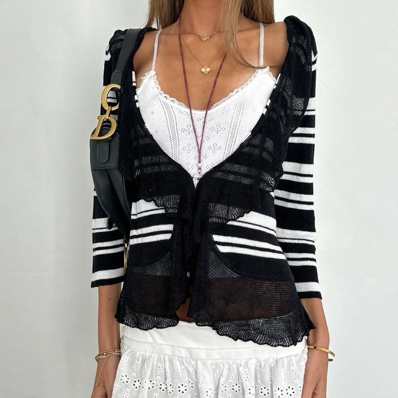 Vintage 00s black striped layering top