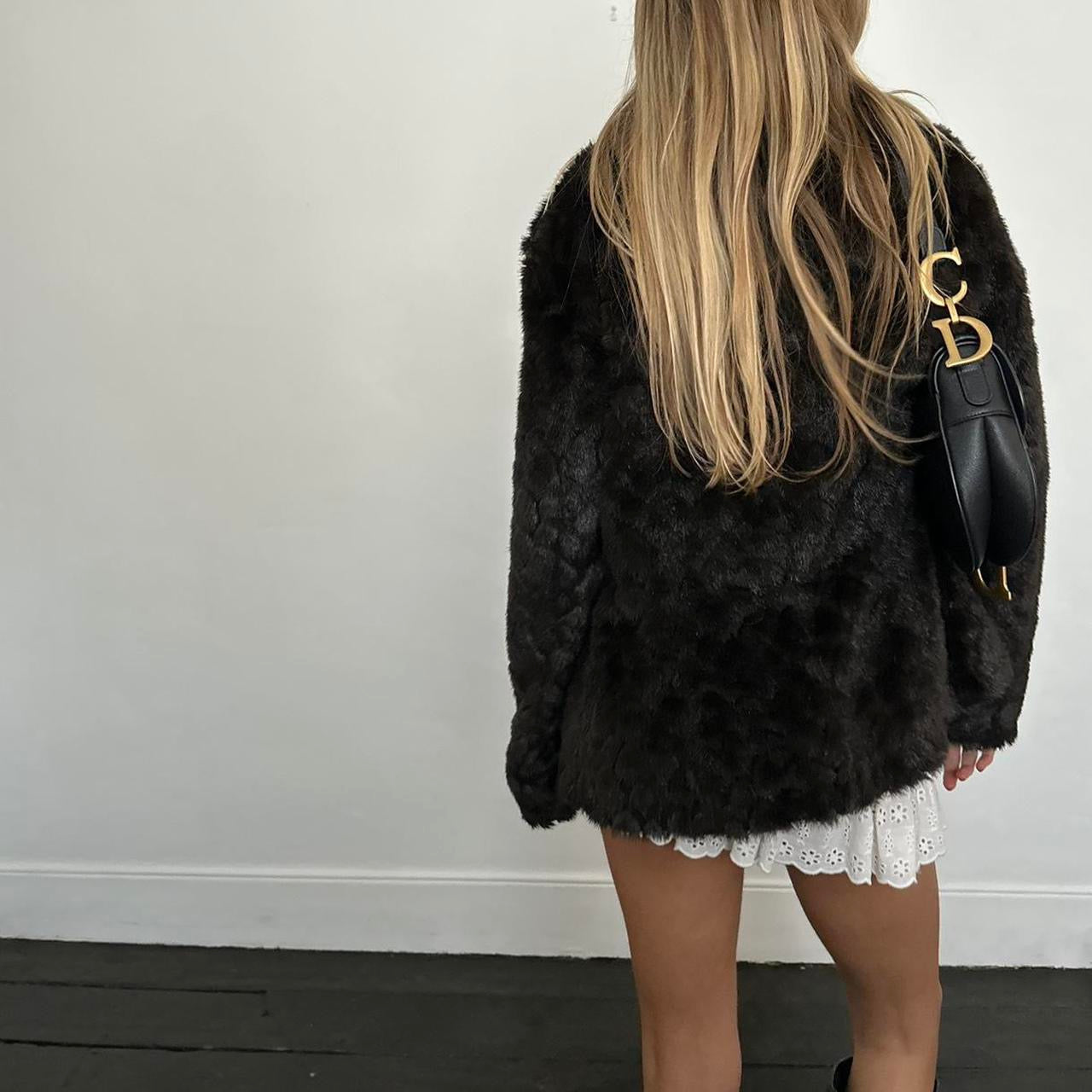 Vintage 2000’s dark brown faux fur jacket