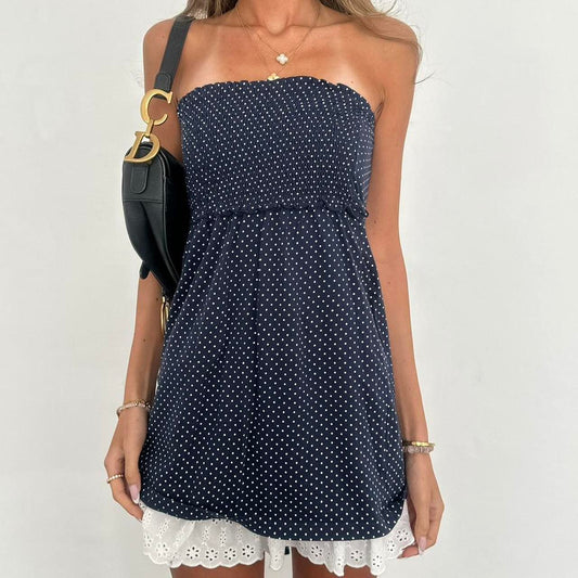 Vintage 00s polka dot strapless top