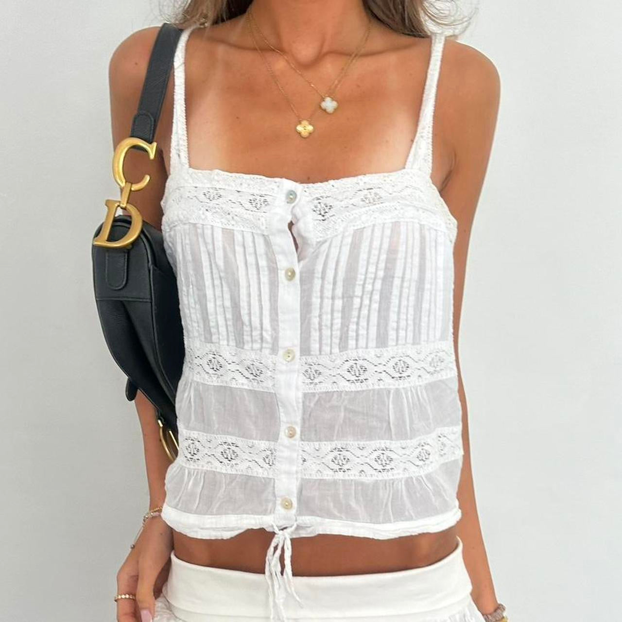 Vintage 00s white boho camisole top