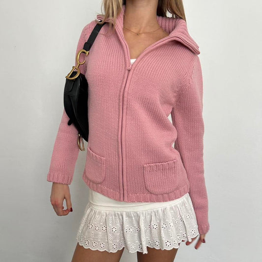 Vintage pink knitted zip up 🧺