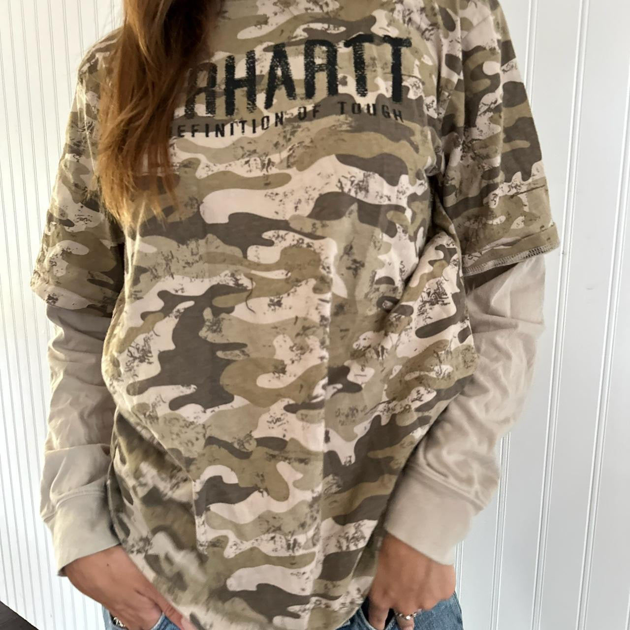 Vintage 90’s Carhartt long sleeves camouflage top 💗