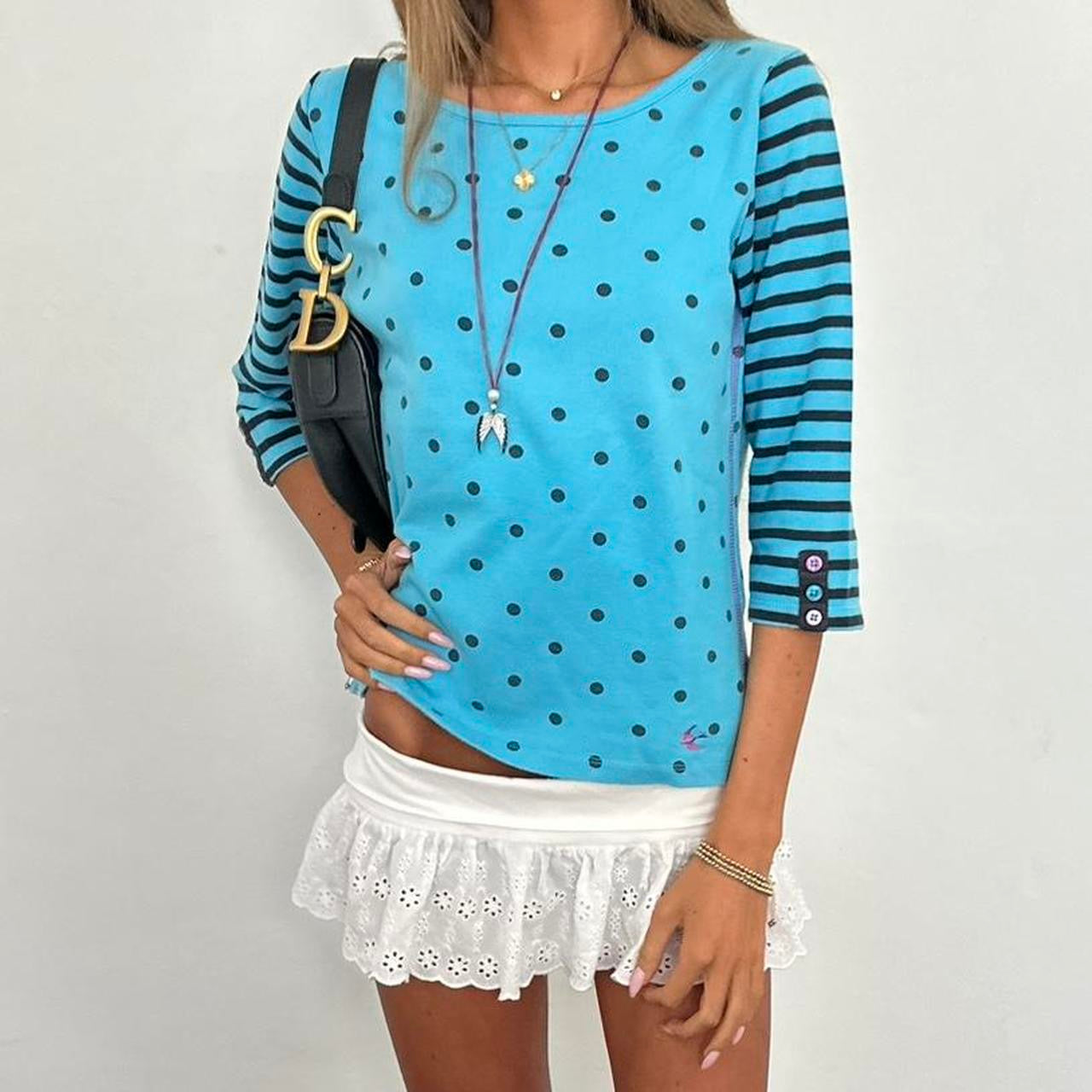 Vintage 2000’s blue polka dot top