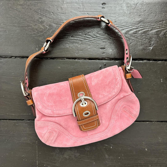 Vintage 90’s Coach pink suede leather bag
