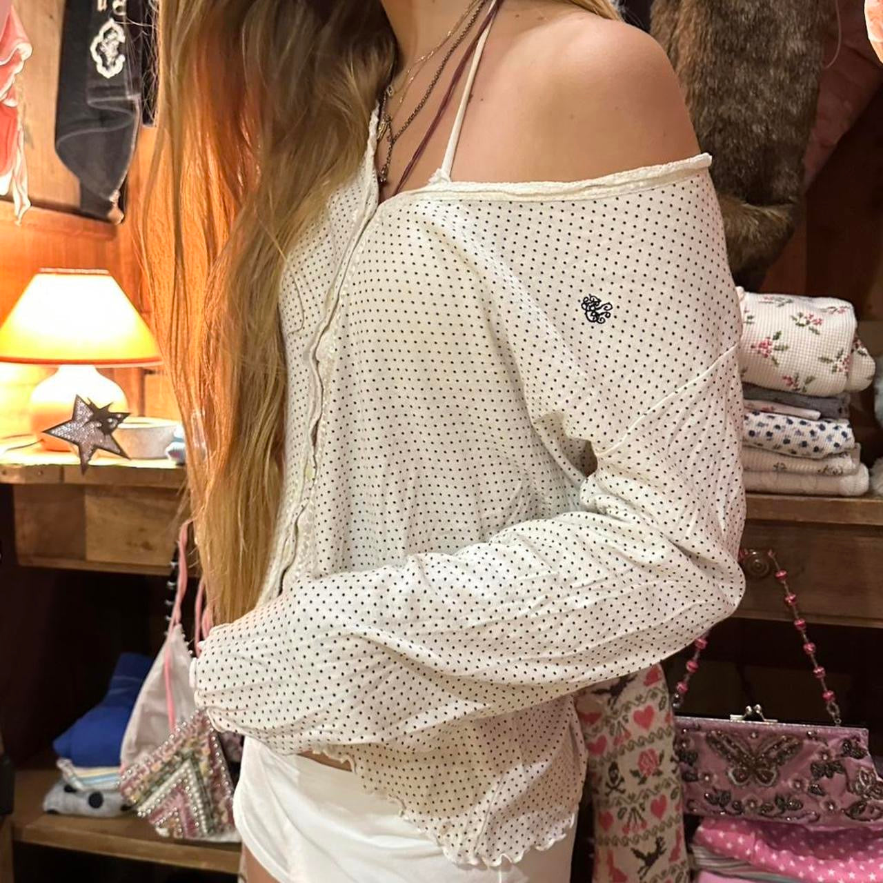 Vintage 2000’s Ralph Lauren polka dot long sleeve top