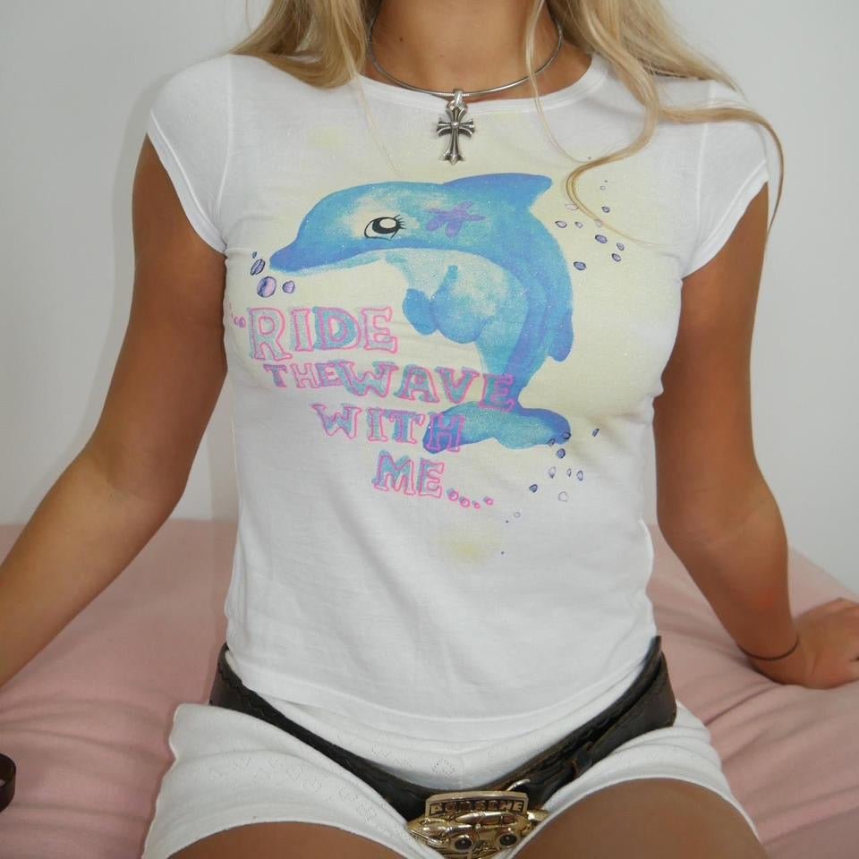 Vintage dolphin baby tee