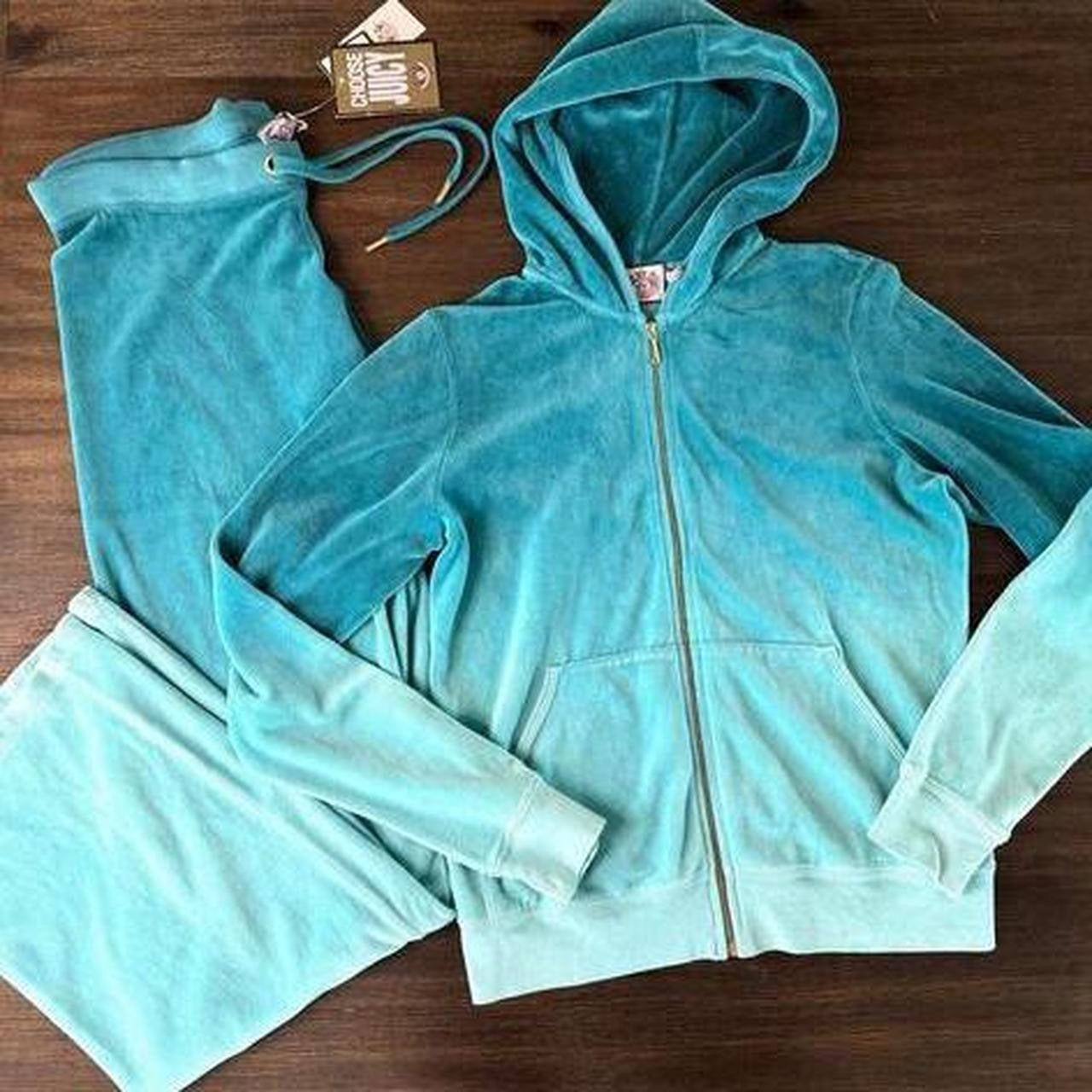 Vintage 2000’s aqua blue Juicy Couture sweatpants and hoodie set