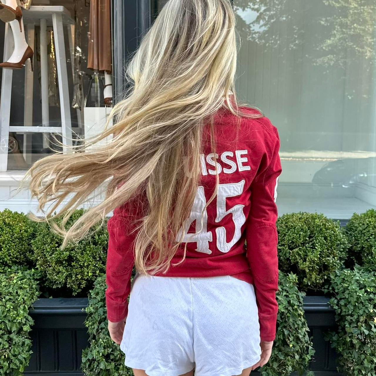 Vintage Ralph Lauren Suisse ‘45’ red long sleeve polo top