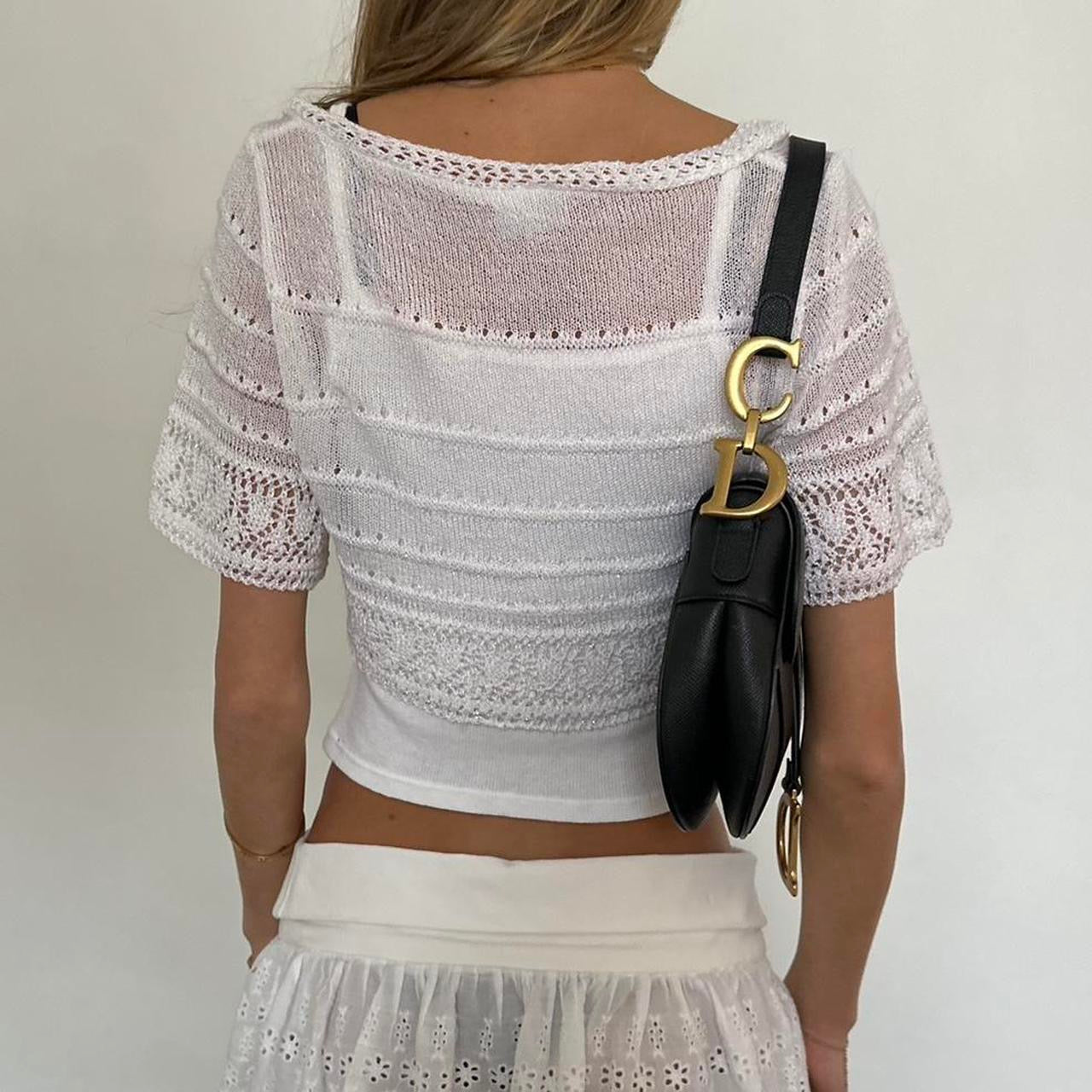 Vintage White Island crochet top